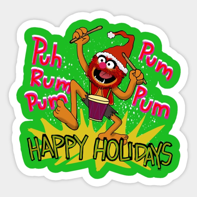 Merry Christmas Muppet animal Sticker by wolfmanjaq